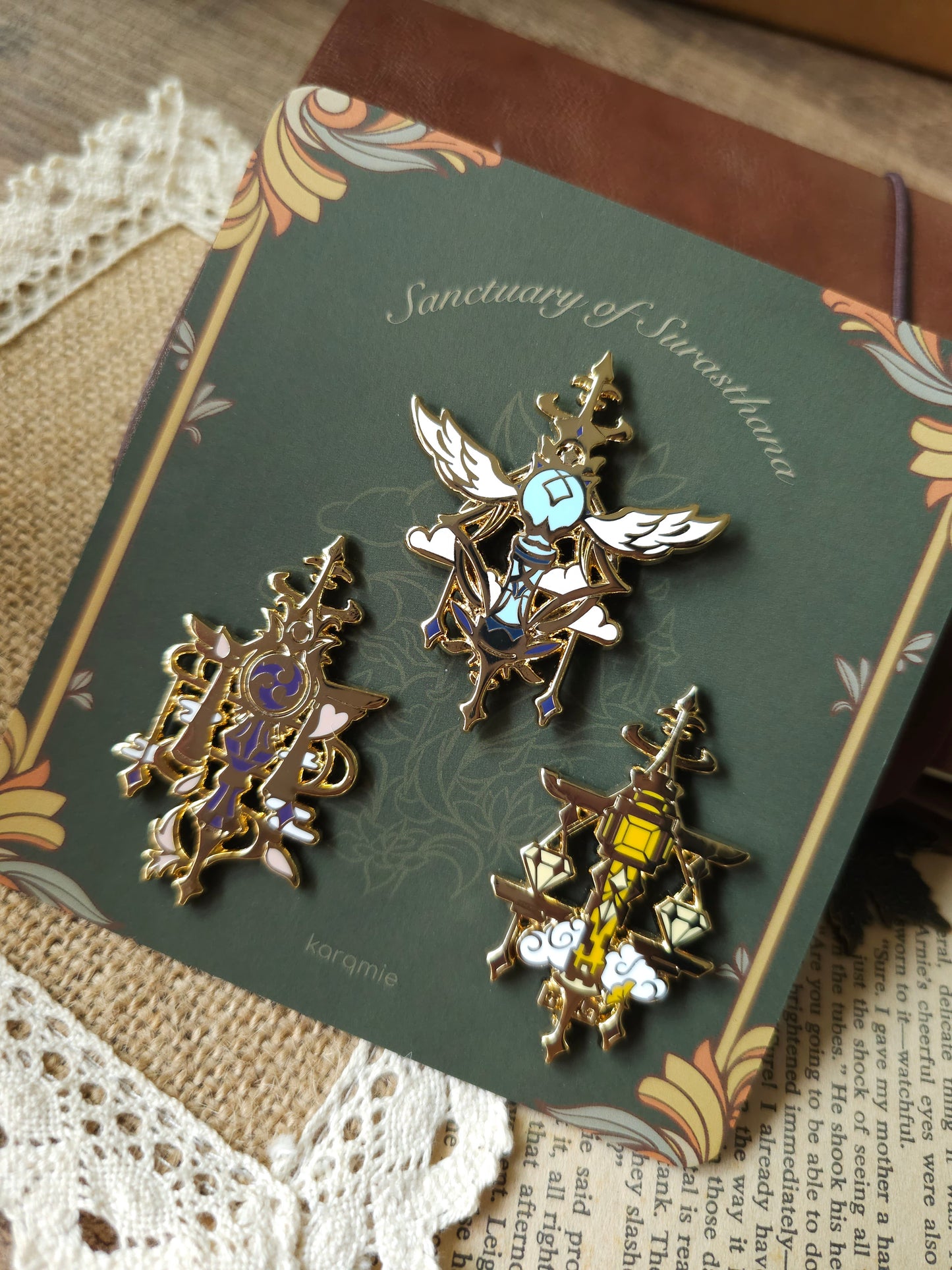 Genshin Impact Sanctuary of Surasthana Enamel Pins | Gnosis Pins Anemo Geo Electro