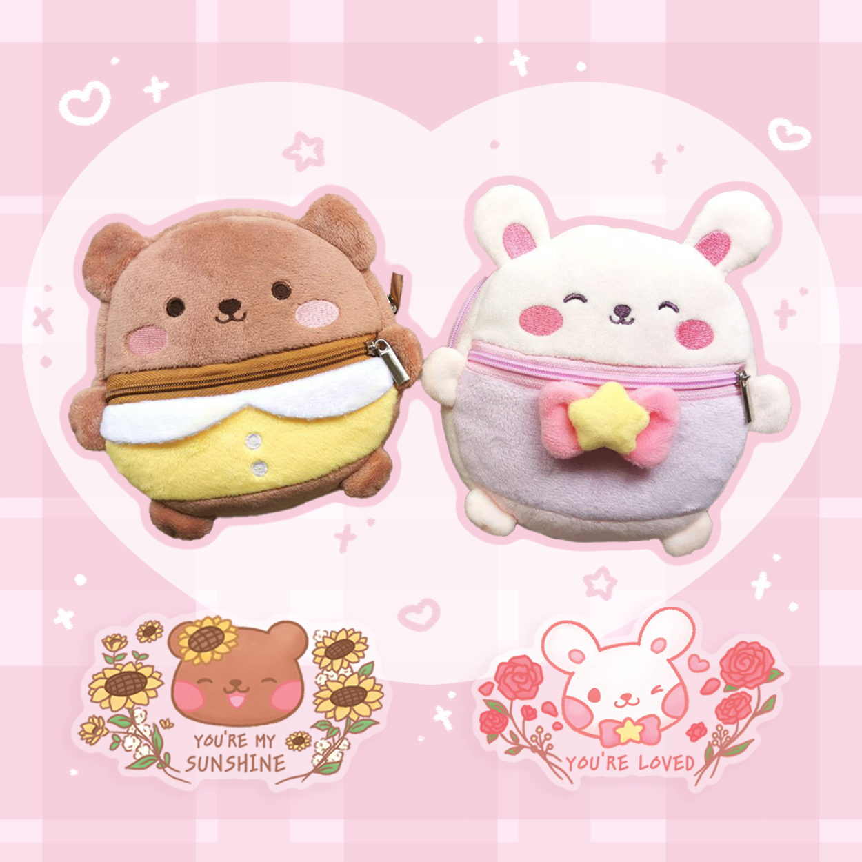 Bear & Bunny Plush Pouches