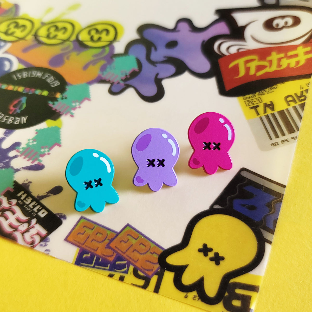 Splatoon Mini Enamel Pins | Inkling Octoling Squib Gummies