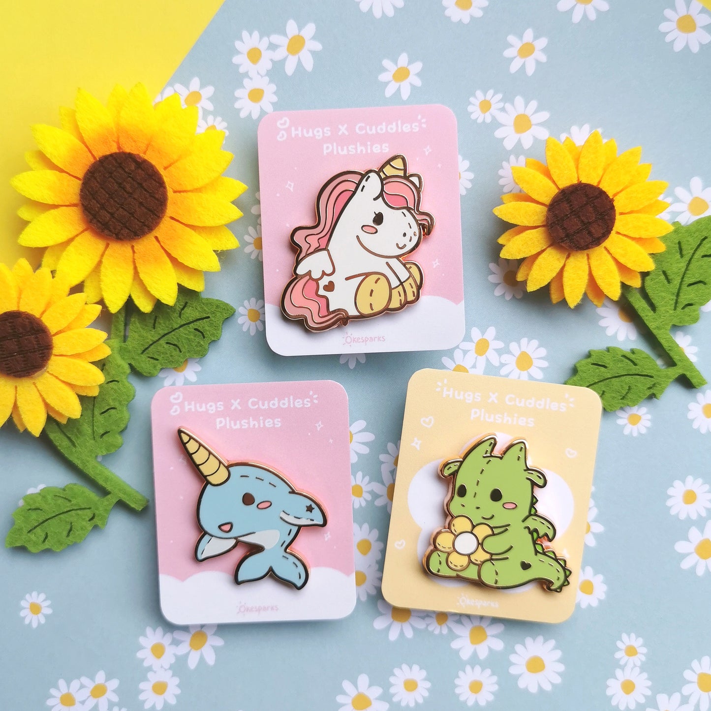 Hugs X Cuddles Plushie Enamel Pins
