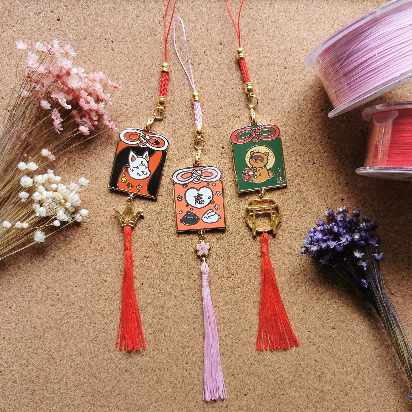 Tanuki Good Luck Omamori Enamel Charm