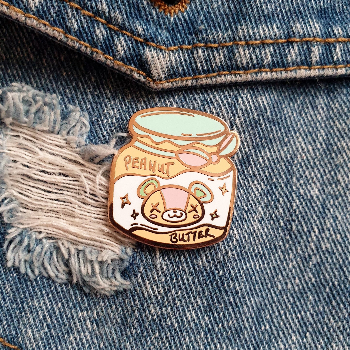 Animal Crossing Stitches Peanut Butter Enamel Pin