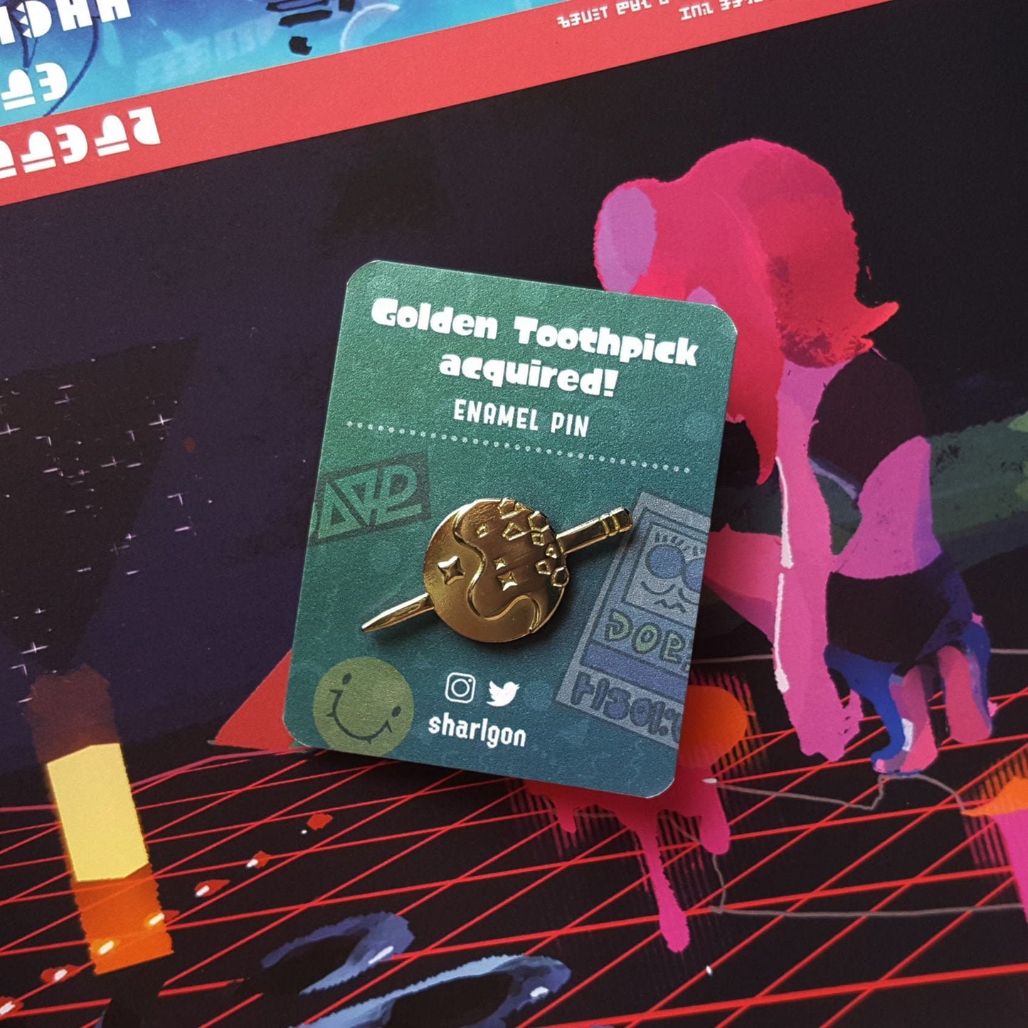 Splatoon 2 Golden Toothpick Enamel Pin