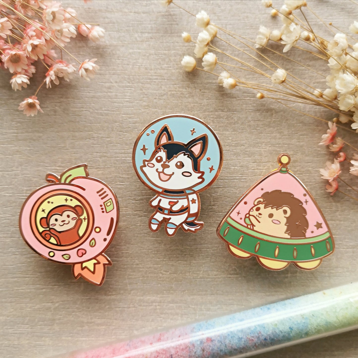 Animals in Space | Hedgehog X Watermelon Enamel Pin