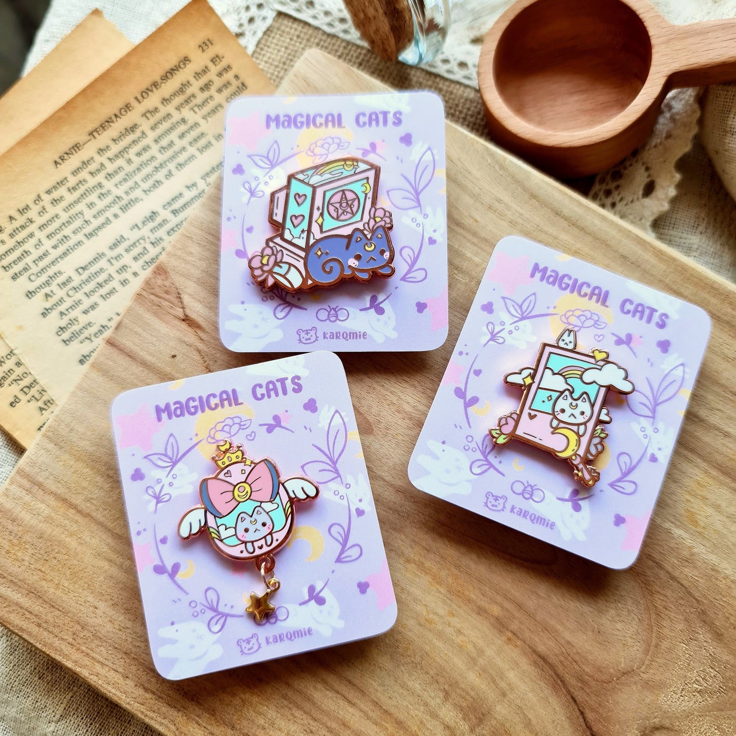Sailor Moon Inspired 90s Magical Cats Enamel Pins
