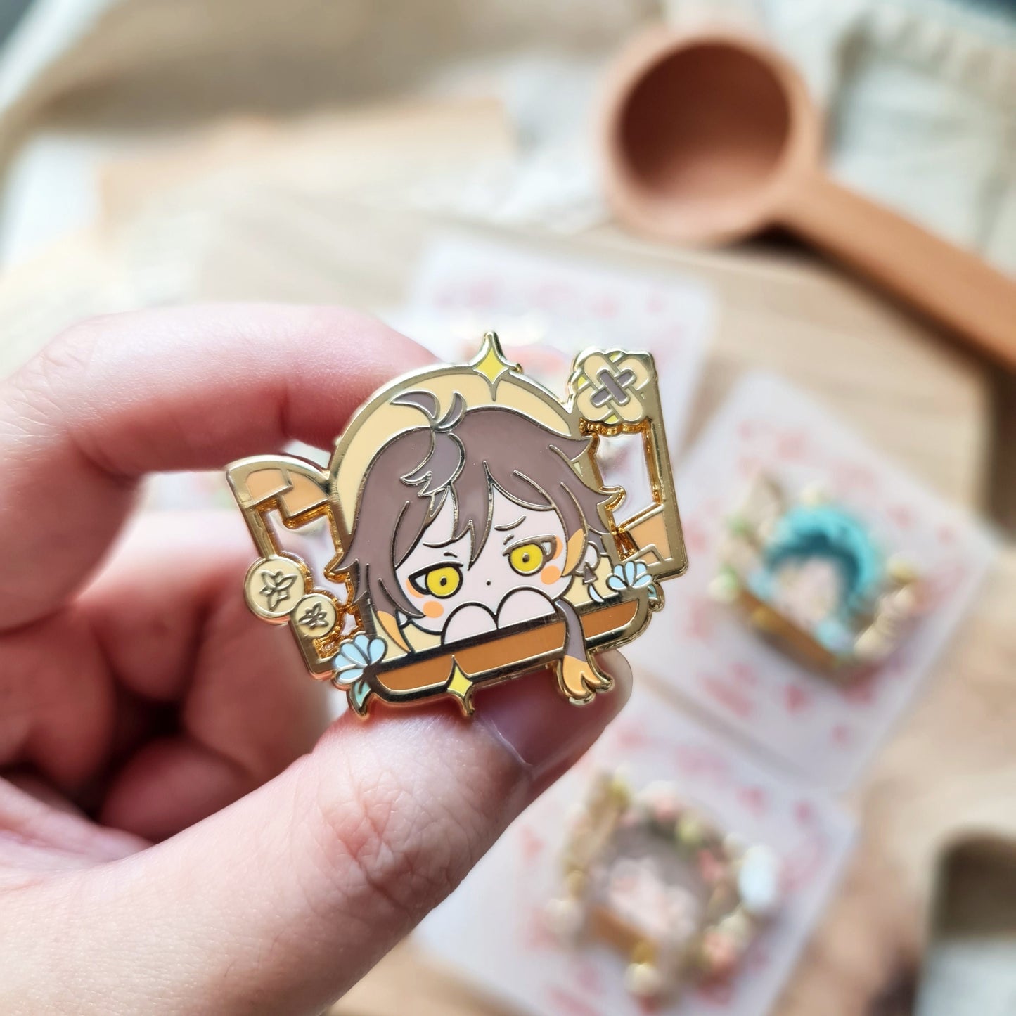 Zhongli | Genshin Hello Traveller! Clear Resin Enamel Pin Collection