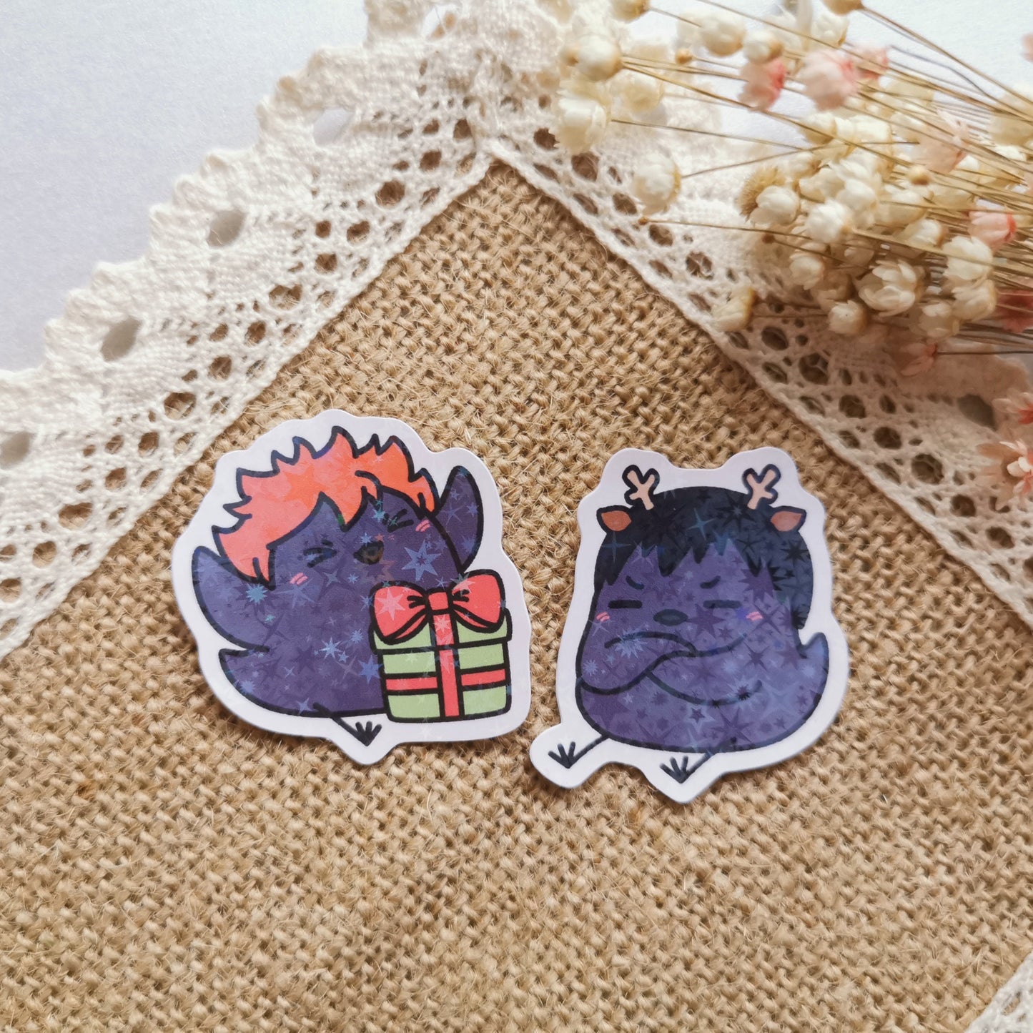 HQ Karasuno Winter Birb Holographic Stickers