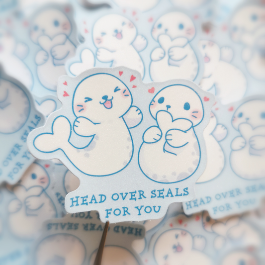 Head Over Seals For You Glitter Sticker