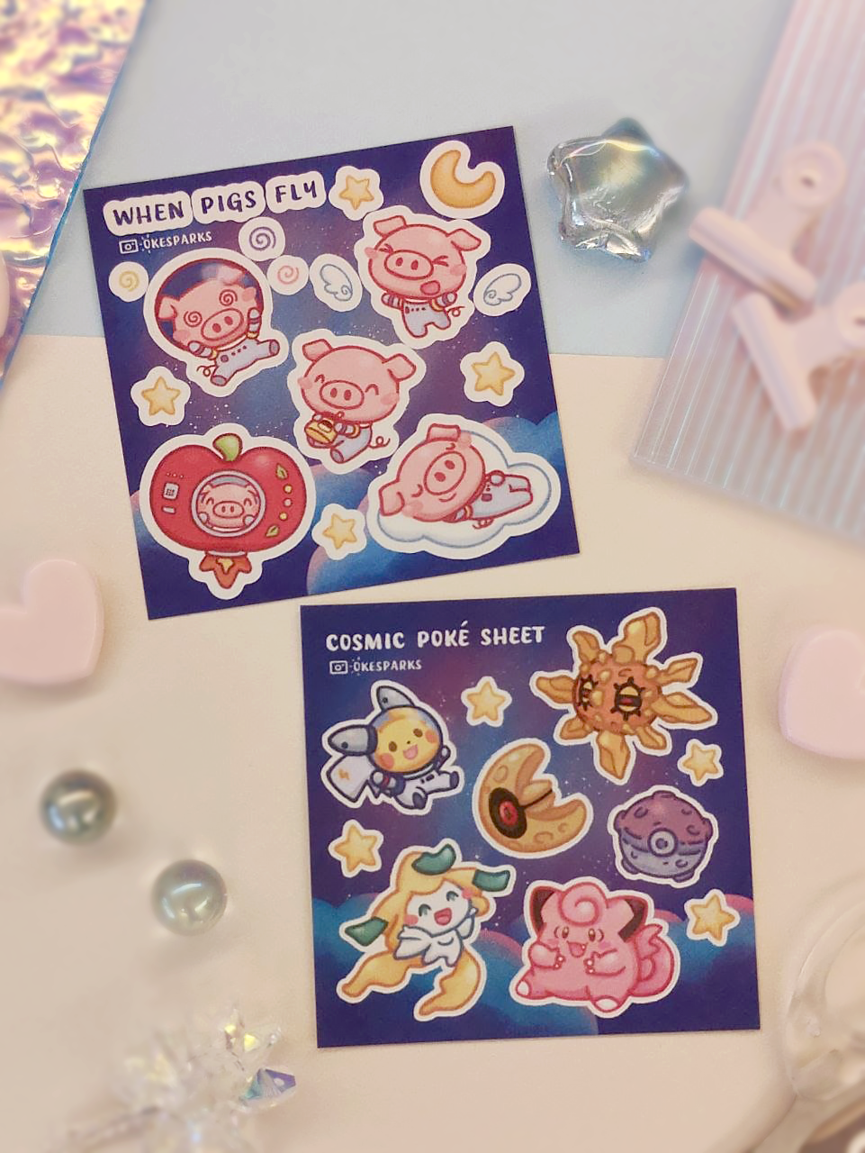 Cosmic Pocket Friends Glitter Sticker Sheet