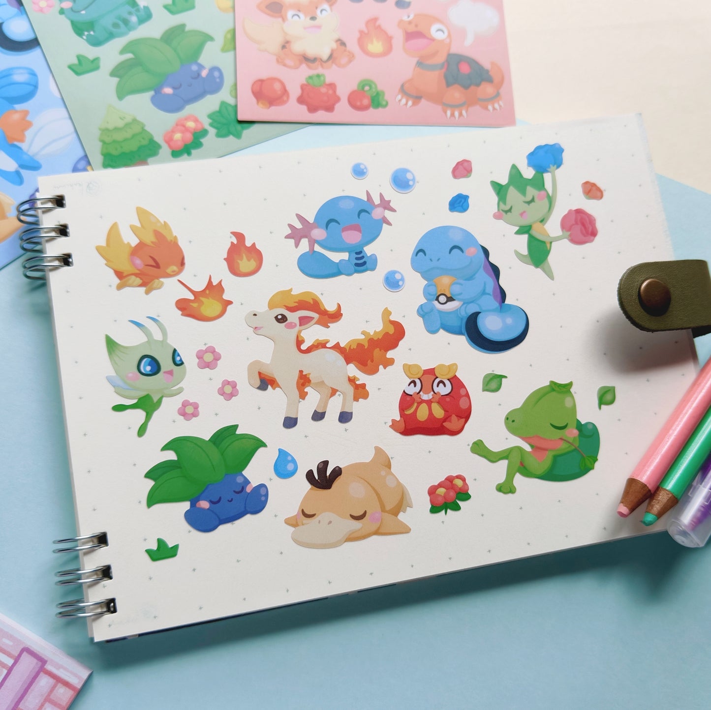Fire Grass Water Sticker Sheets