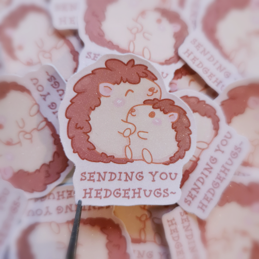 Sending You Hedgehugs Glitter Sticker