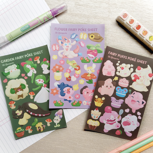 Fairy Puffs | Flower Fairy | Garden Fairy Poke Sticker Sheets
