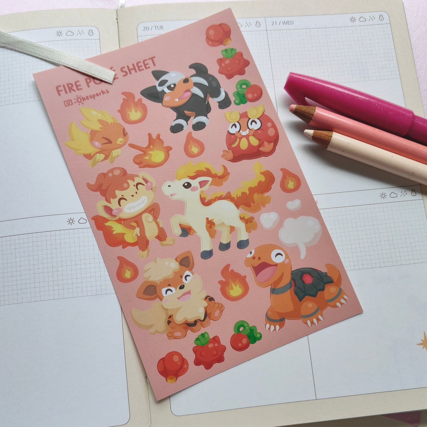 Fire Grass Water Sticker Sheets