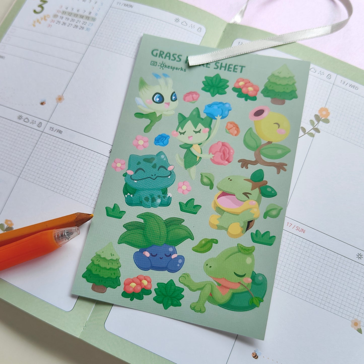 Fire Grass Water Sticker Sheets