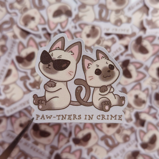 Paw-tners In Crime Glitter Sticker