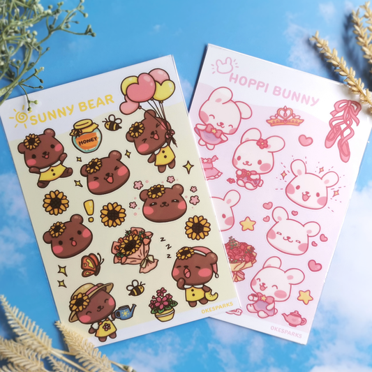 Sunny Bear and Hoppi Bunny Sticker Sheets