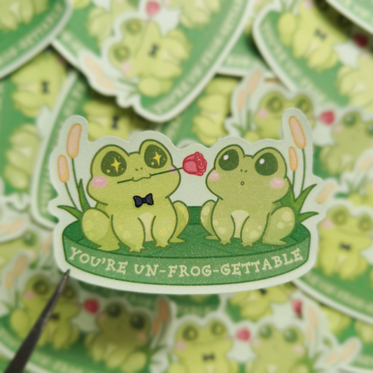 You're Un-Frog-gettable Glitter Sticker