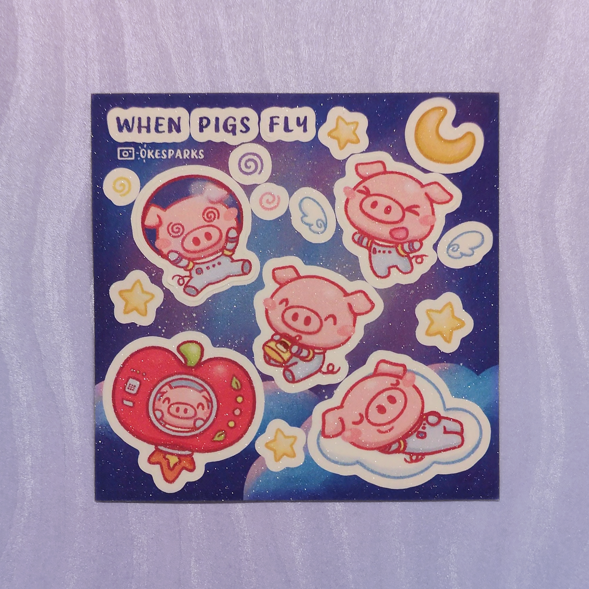 When Pigs Fly Glitter Sticker Sheet