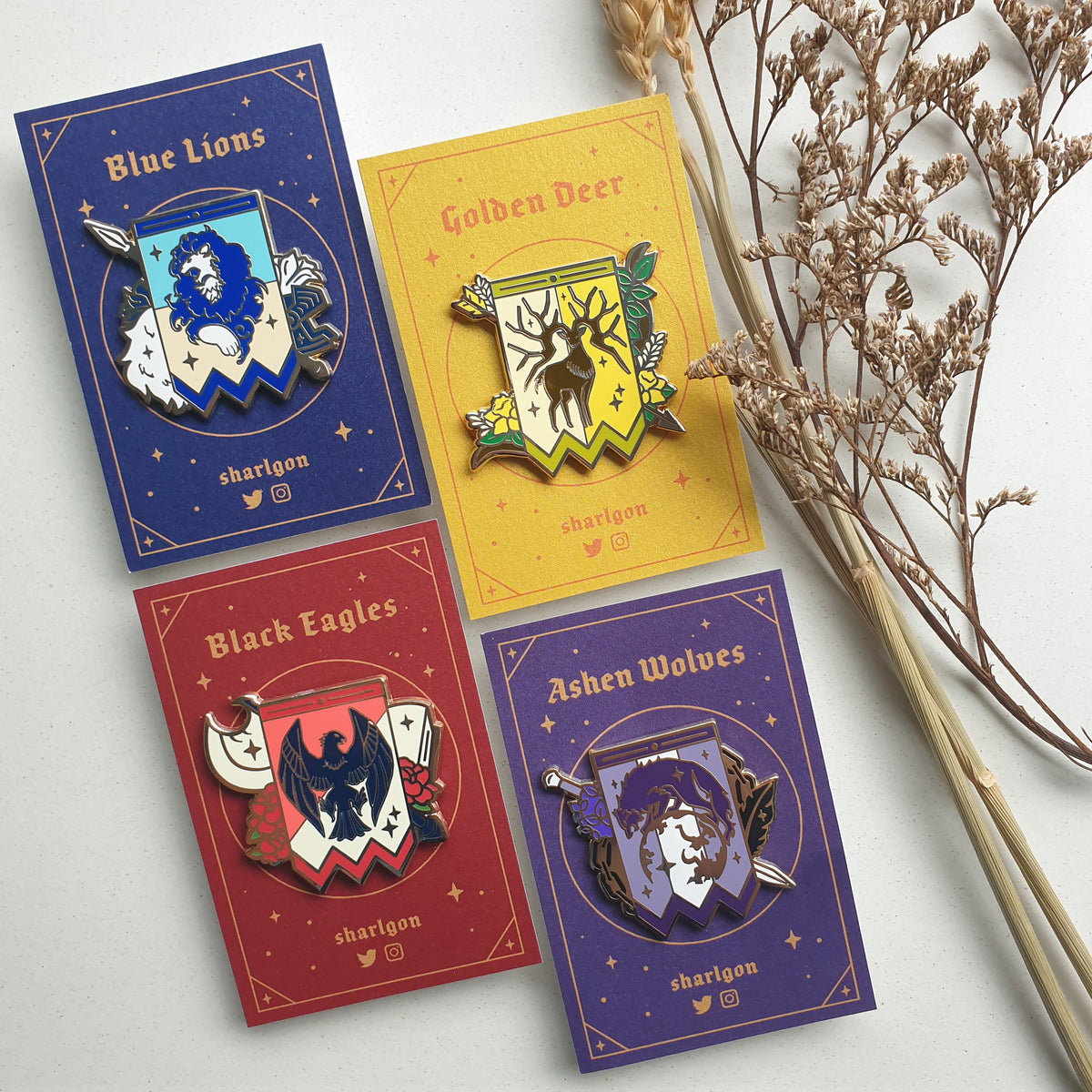 Three Houses House Badge Enamel Pins