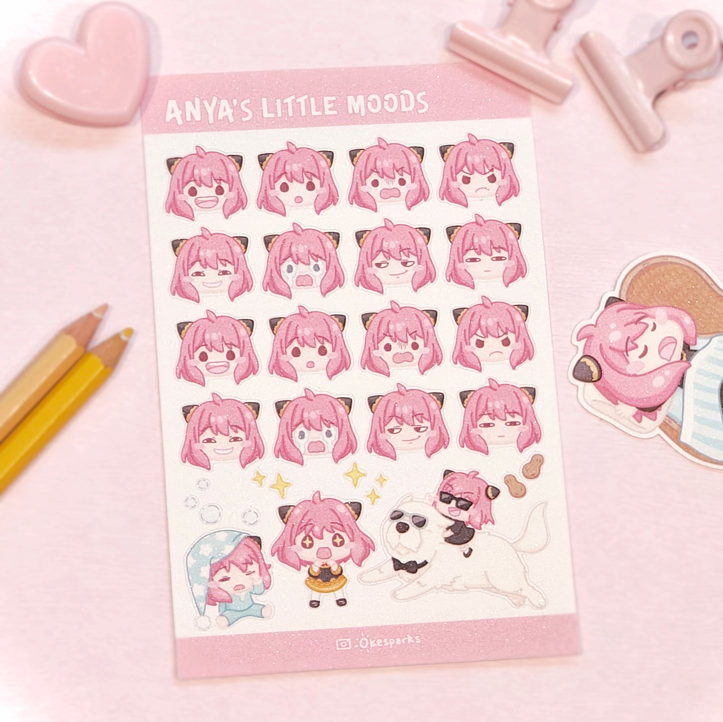 Anya's Little Moods Glitter Sticker Sheet