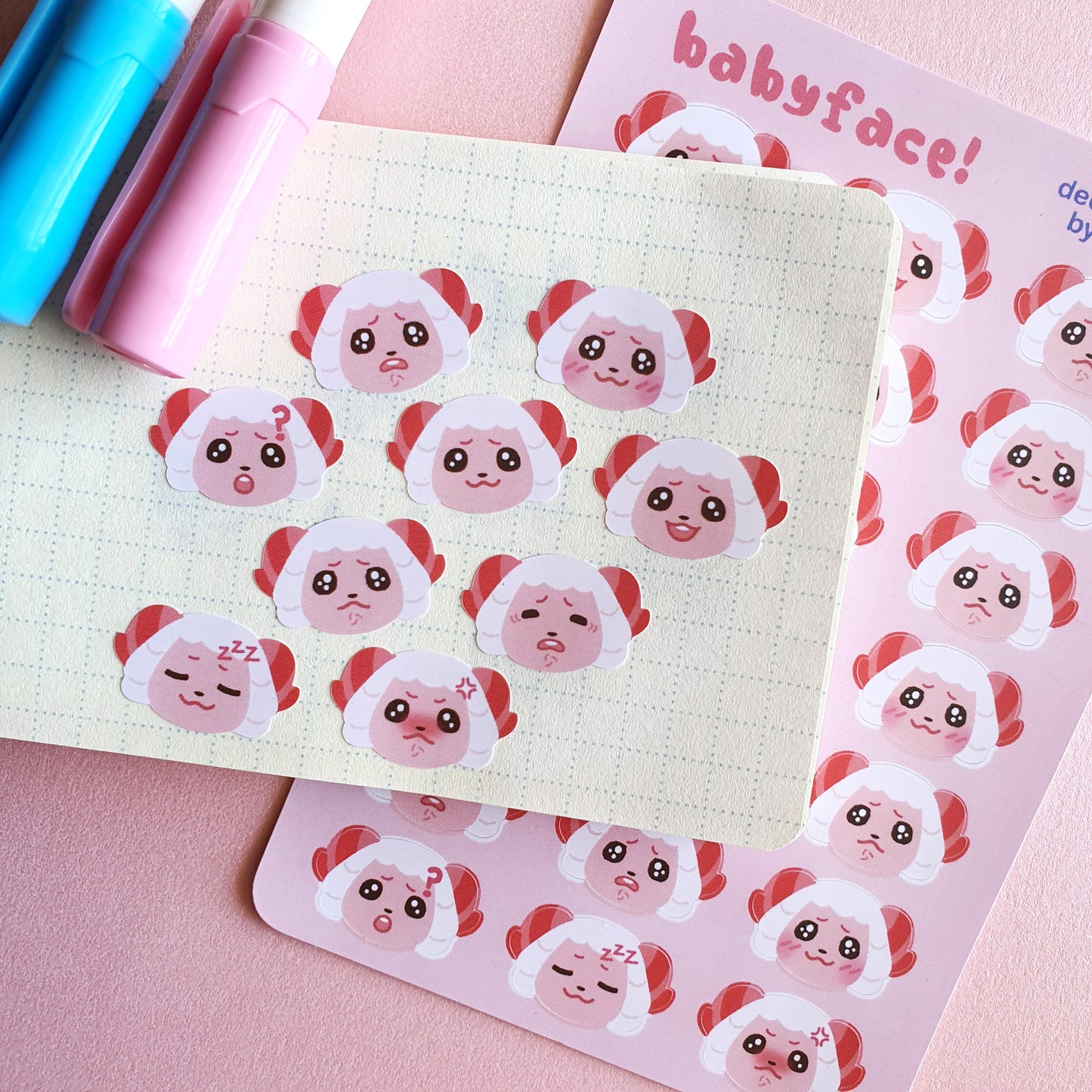 Ships from 22 June | Animal Crossing Babyface Mini Deco Sticker Sheet | Series 1