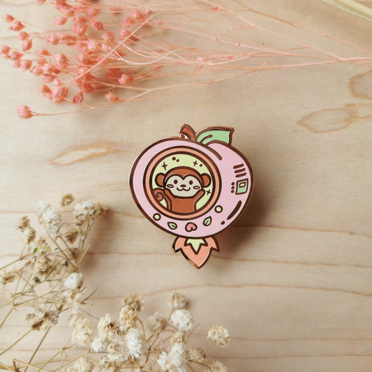 Animals in Space | Monkey X Peach Enamel Pin