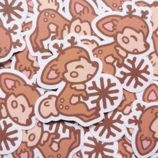 Snowflake Baby Deer Glitter Sticker