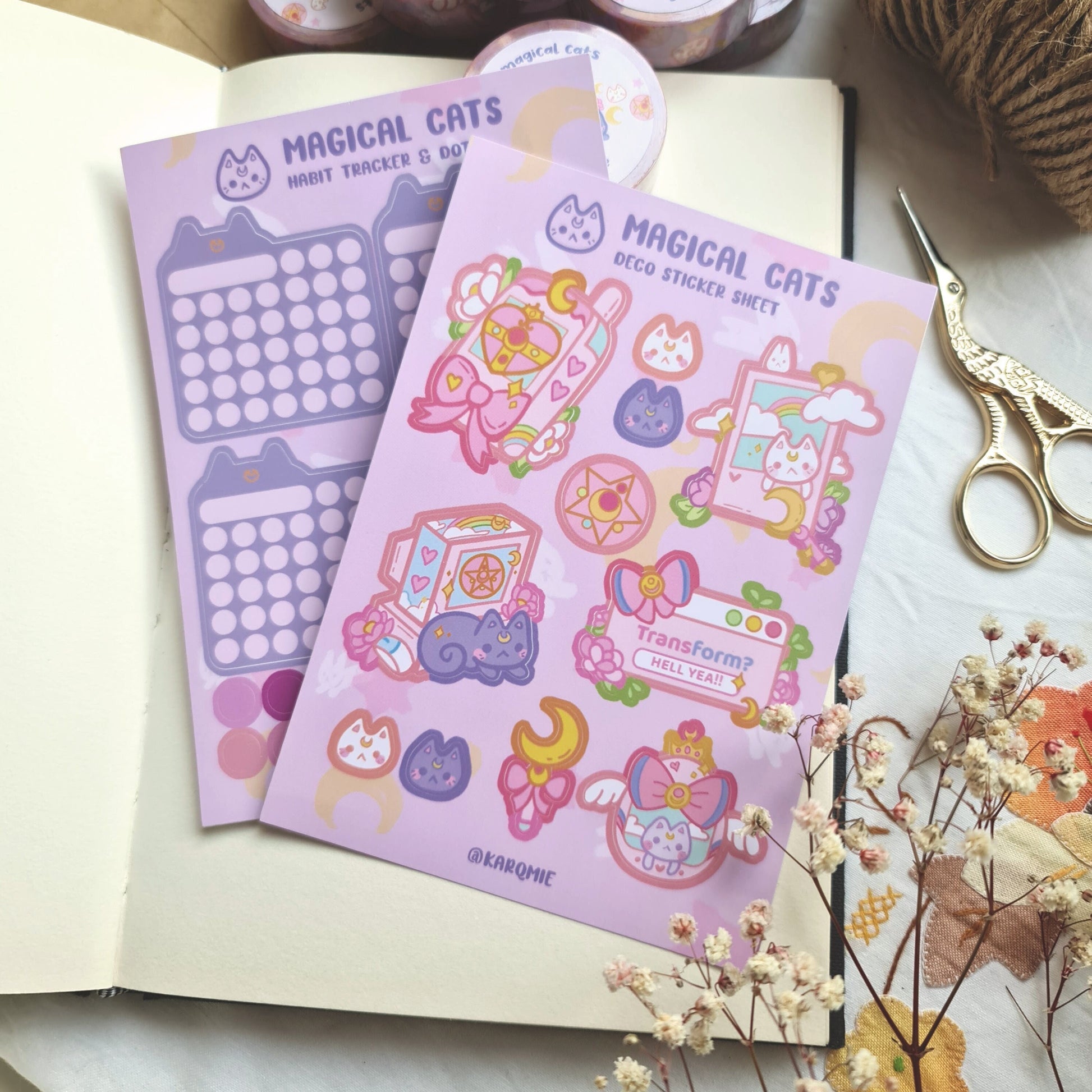 A6 Cat cottagecore Stickers - Planner stickers - Bullet Journal