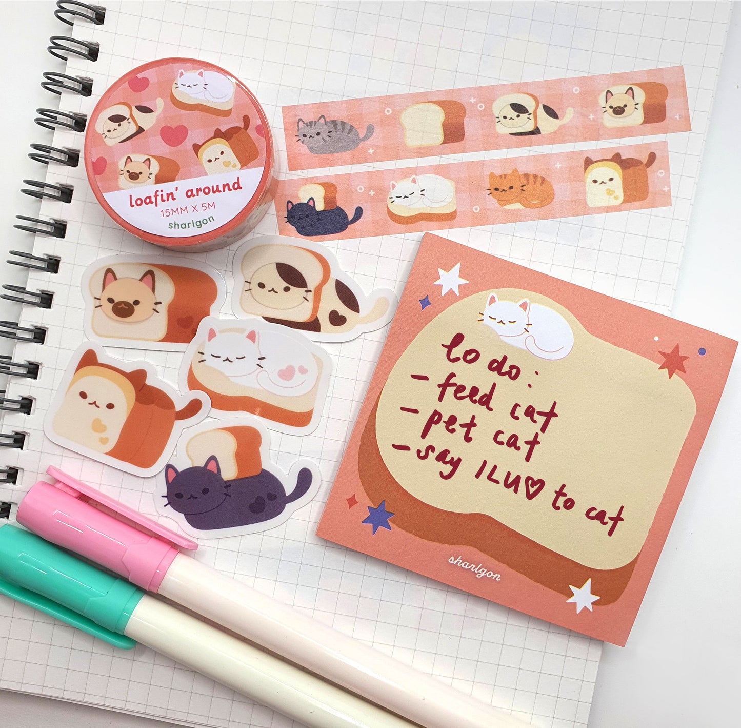 Ships from 22 June | Bread Cats Washi Tape