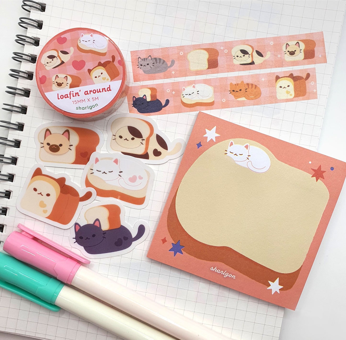Ships from 22 June | Bread Cats Sticky Memo Pad