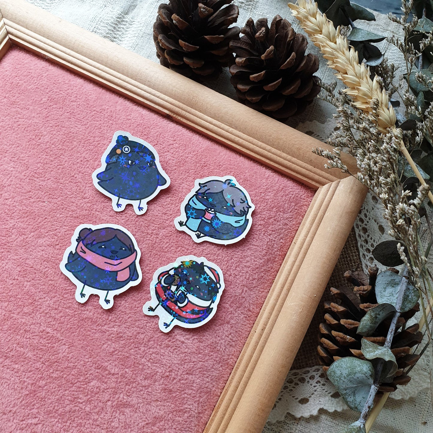 HQ Karasuno Winter Birb Holographic Stickers