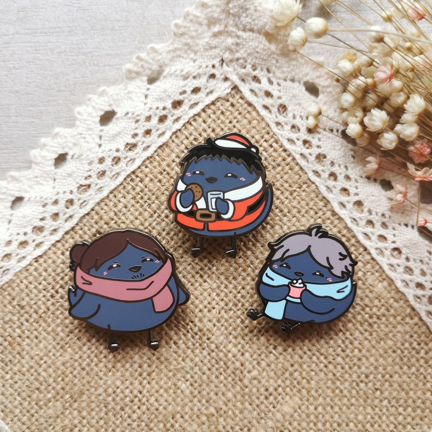 Set of 10 HQ Karasuno Winter Birb Enamel Pins